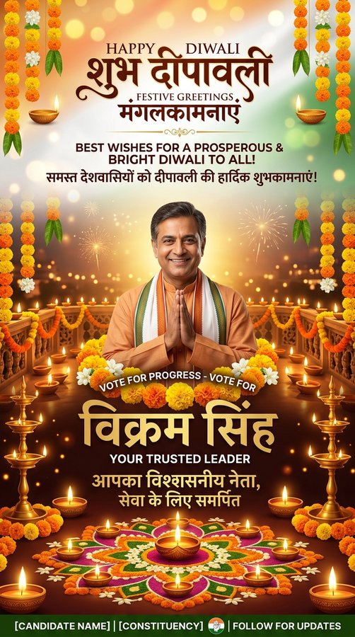 दीपावली शुभकामना पोस्टर - चुनावी डिज़ाइन